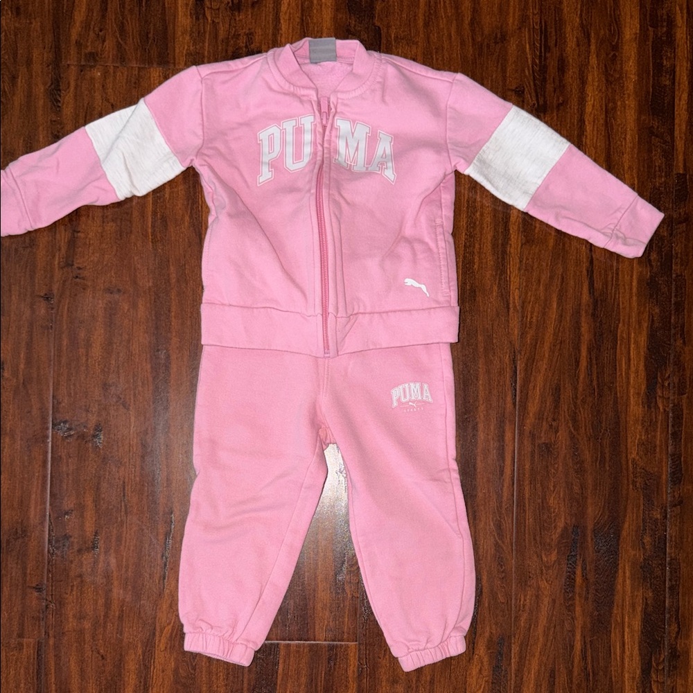 Baby Girl PUMA Pink and White Tracksuit